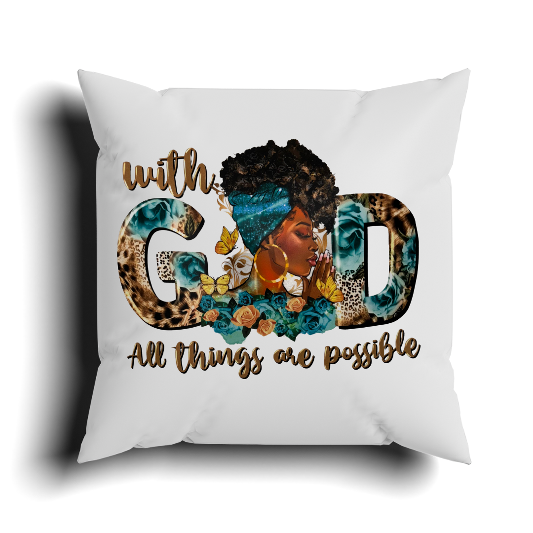 With God All Things Are Possible Pillow