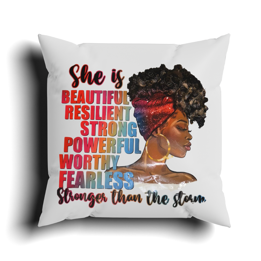 She Is Beautiful Resilient Strong Pillow