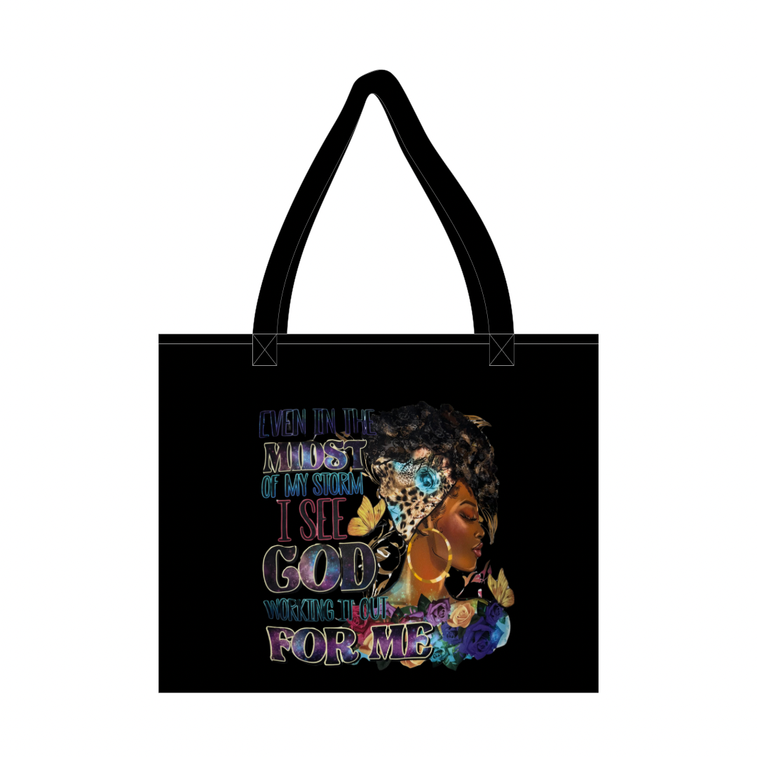 Even In The Midst Of The Storm Large Heavy Duty Tote Bag